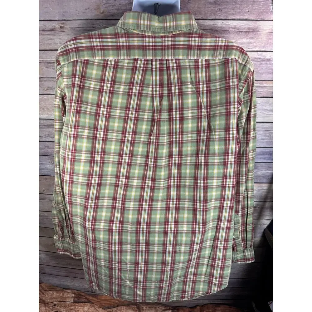 Polo Ralph Lauren Soft Cotton Classic Fit Green Red White Button Down Shirt XL